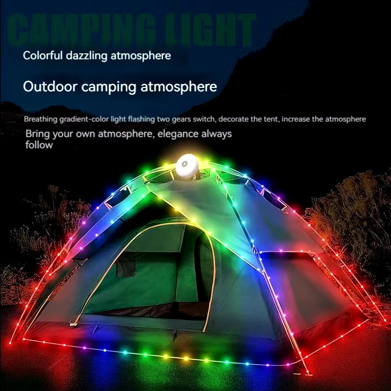 LED Camping Lamp Strip Atmosphere 10M Length Waterproof Recyclable Light Belt Outdoor Garden Decoration Lamp for Tent Room