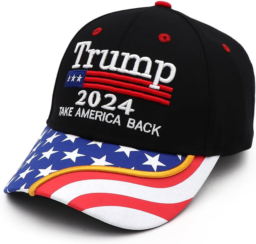 Trump Hat 2024 MAGA Hat Make America Great Again Donald Trump Slogan with USA Flag Cap Trump Merchandise Gift for Woman Men