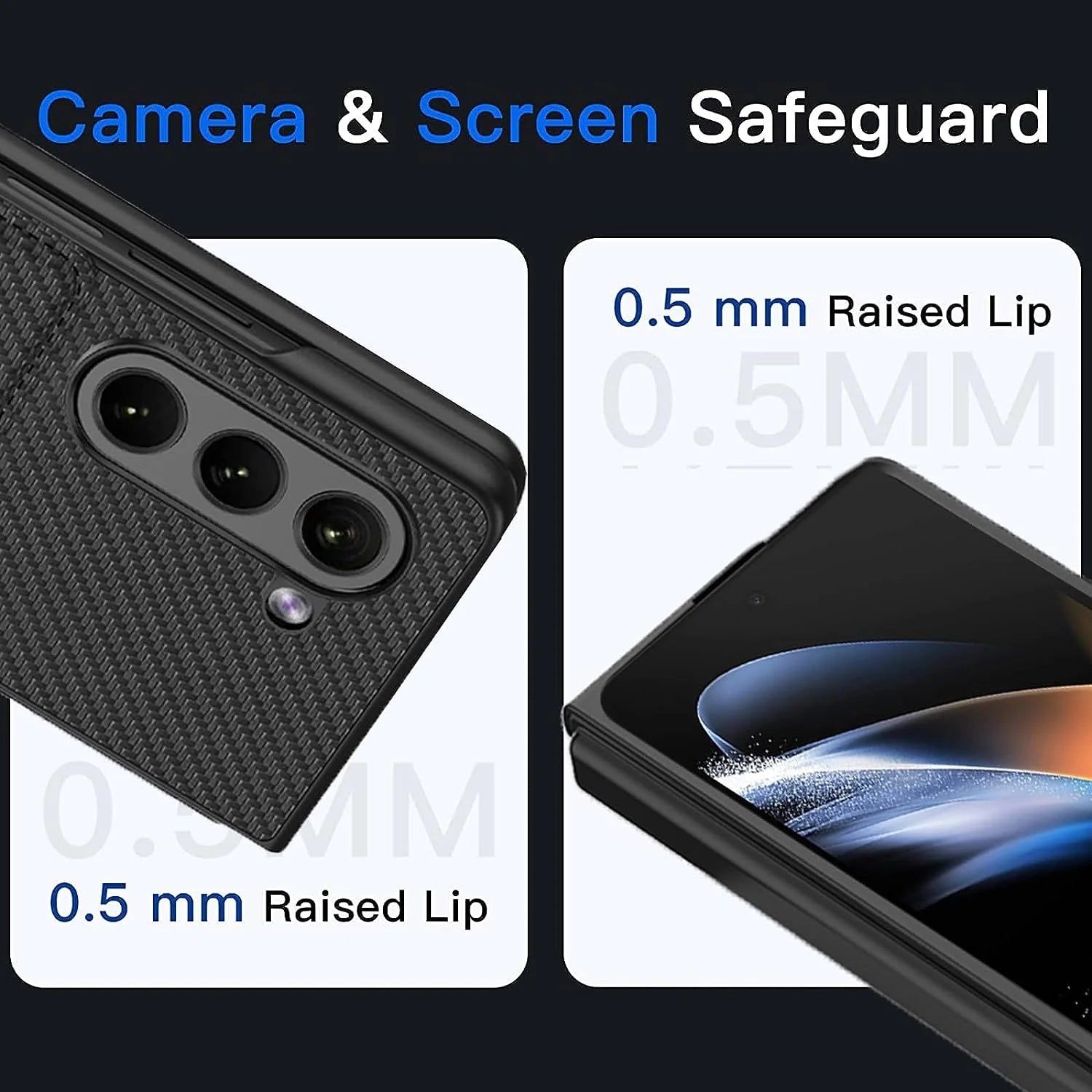 Compatible Samsung Galaxy Z Fold 5 Case Carbon Fiber with Card Slot,Business Shockproof Protection PC PU Leather Storage Cover Wallet Kickstand Case for Samsung Galaxy Z Fold 5 5G Phone Case Men