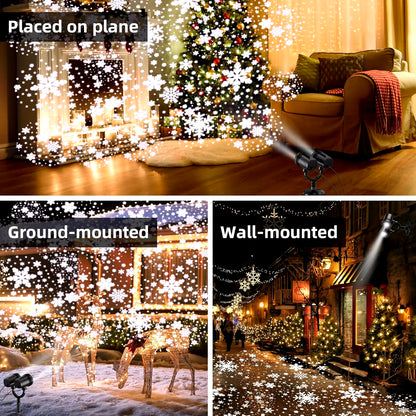 Outdoor Christmas Snowflake Projection Light, Waterproof Dual Head LED Light, Landscape Decoration, Lighting Projection Light